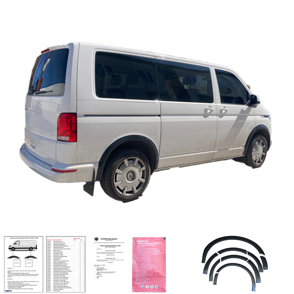 Radlaufverkleidungen passend für VW Transporter T6.1 2019-2021 (Kurze Radstand / Linke Tür) mit ABE TÜV Matt Schwarz