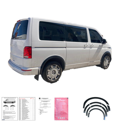 Radlaufverkleidungen passend für VW Transporter T6.1 2019-2021 (Kurze Radstand / Linke Tür) mit ABE TÜV Matt Schwarz