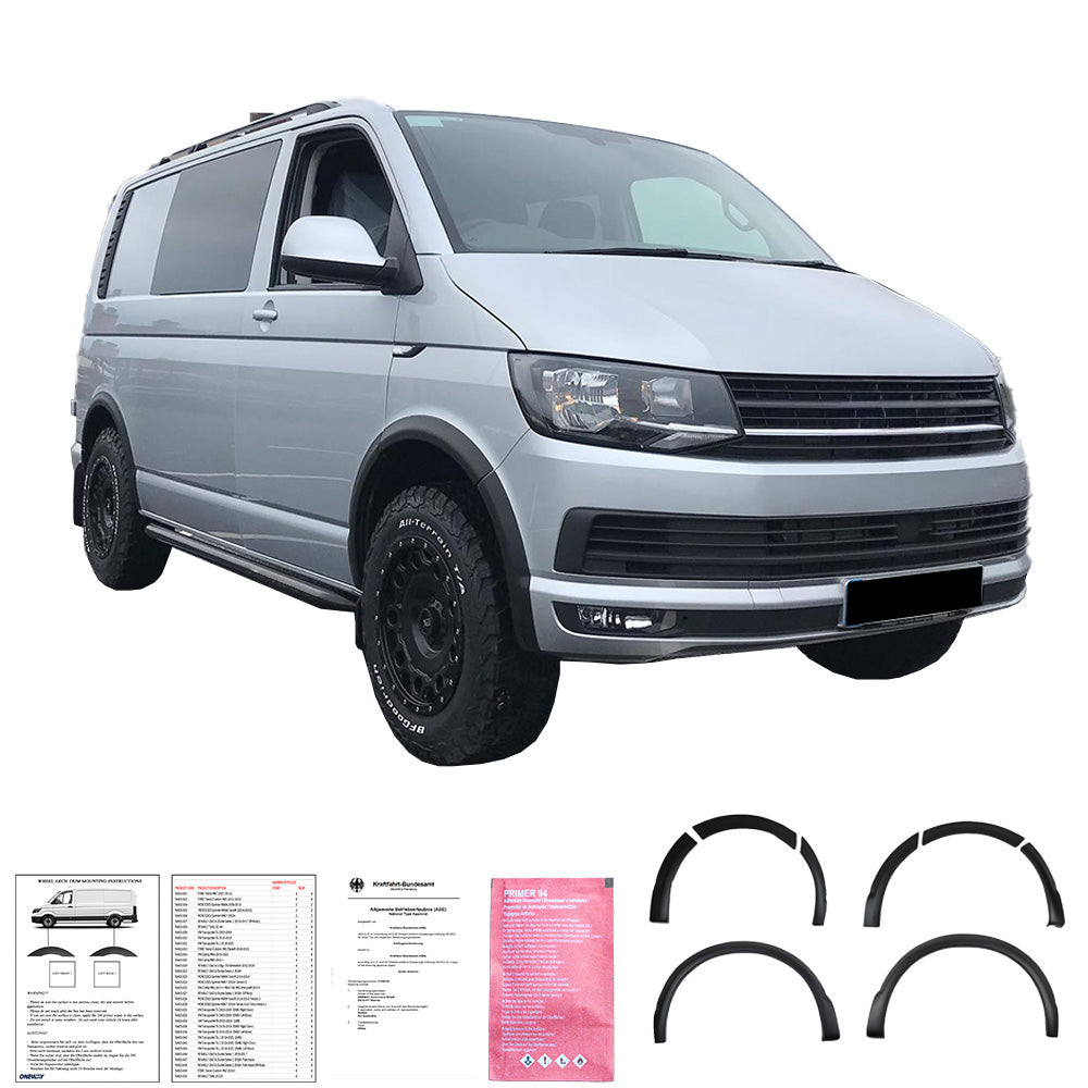 Radlaufverkleidungen passend für VW Transporter T6 2015-2019 mit ABE TÜV Matt Schwarz
