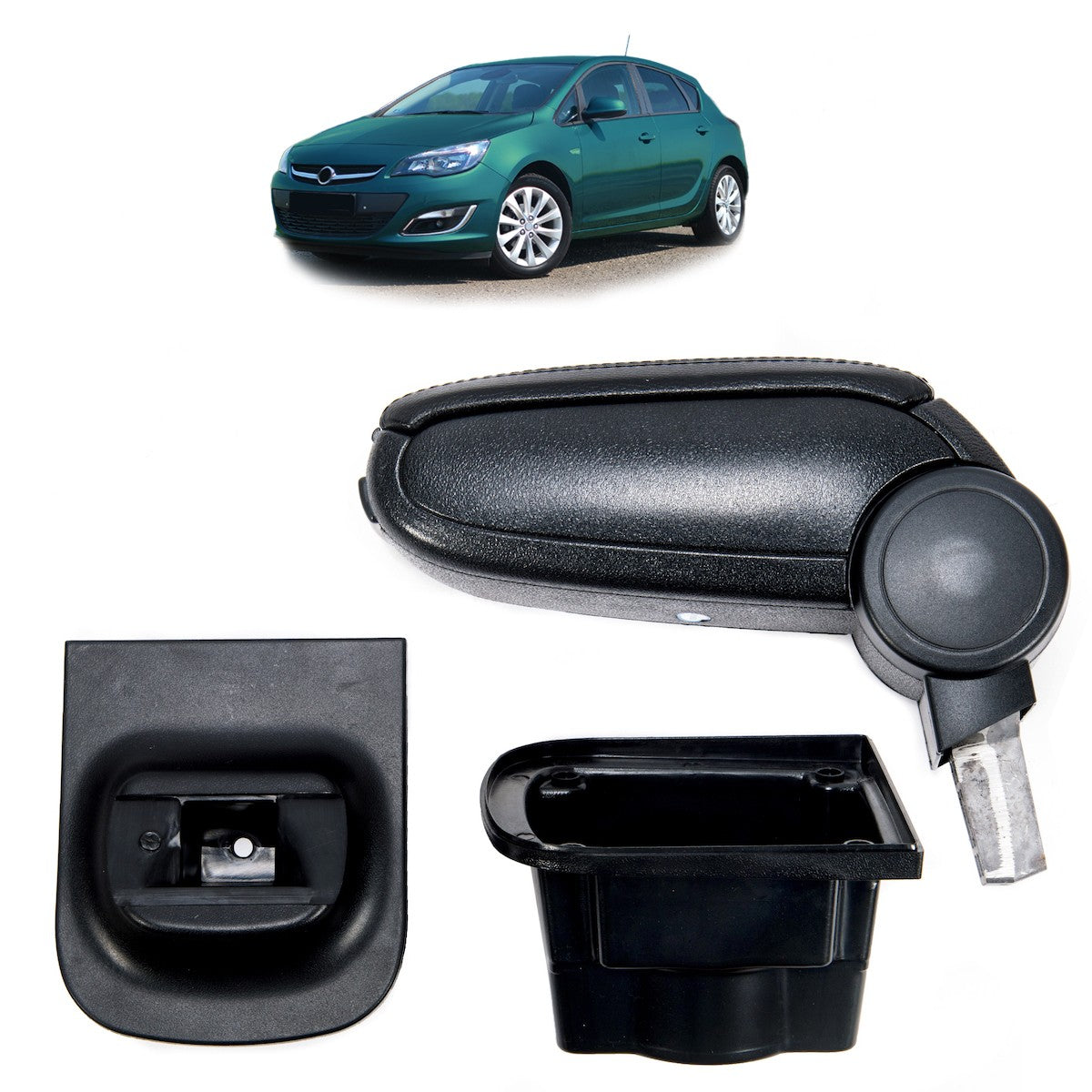 Schwarzer PU-Leder Armlehne mit Stauraum passend für Opel Astra J 2009-2015