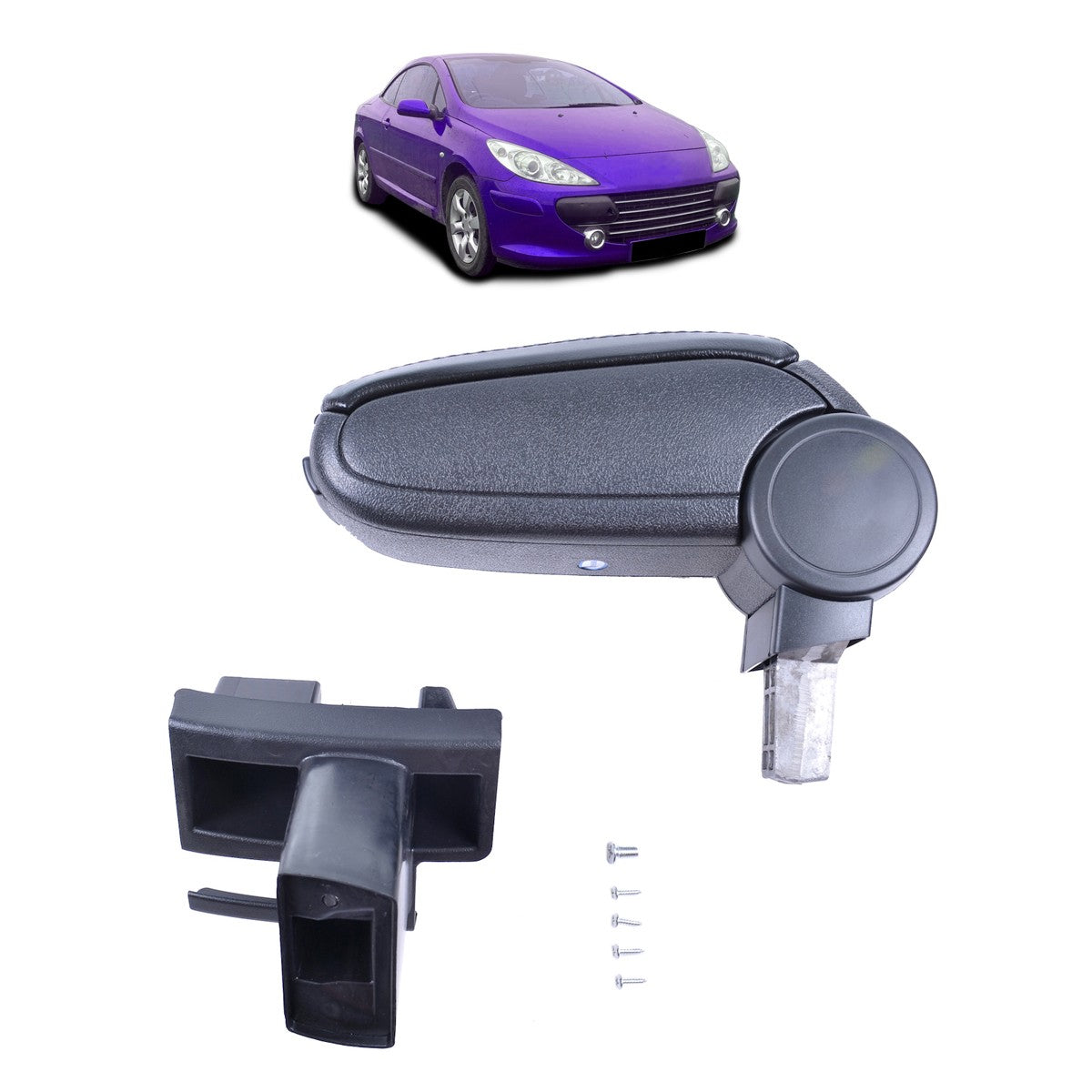 Armlehne PU-Leder Schwarz mit Stauraum passend für Peugeot 307 2000-2012