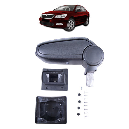 Schwarzer PU-Leder Armlehne mit Stauraum passend für Skoda Octavia II 2004-2013