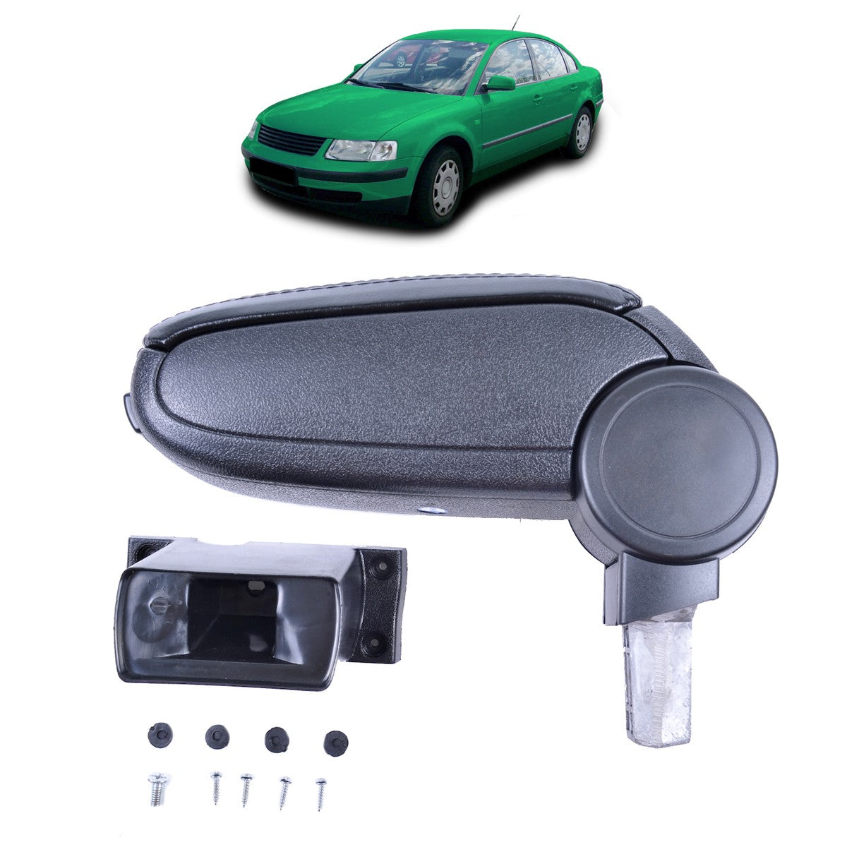 Schwarzer PU-Leder Armlehne mit Stauraum passend für VW Passat B5 1996-2000