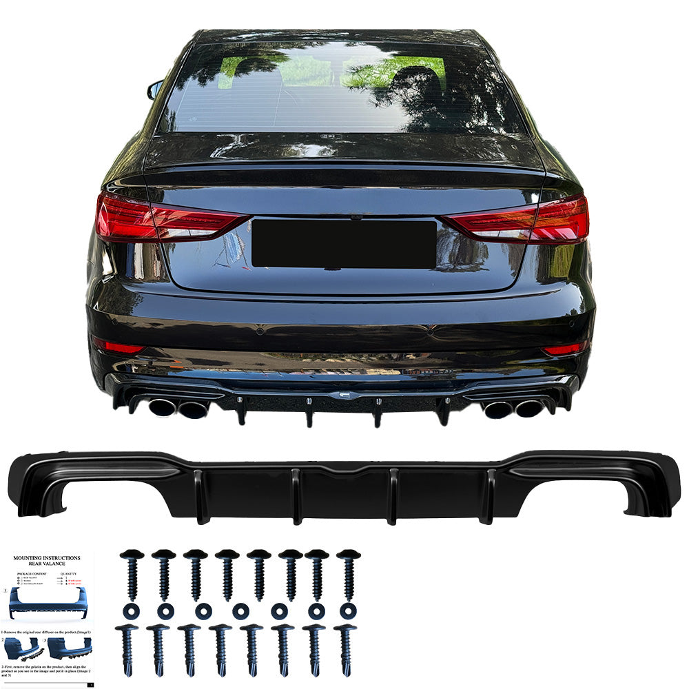 BK12.020 - Bodykit passend für AUDI S3 Limousine 8V Facelift 2016-2019 Hochglanz Schwarz
