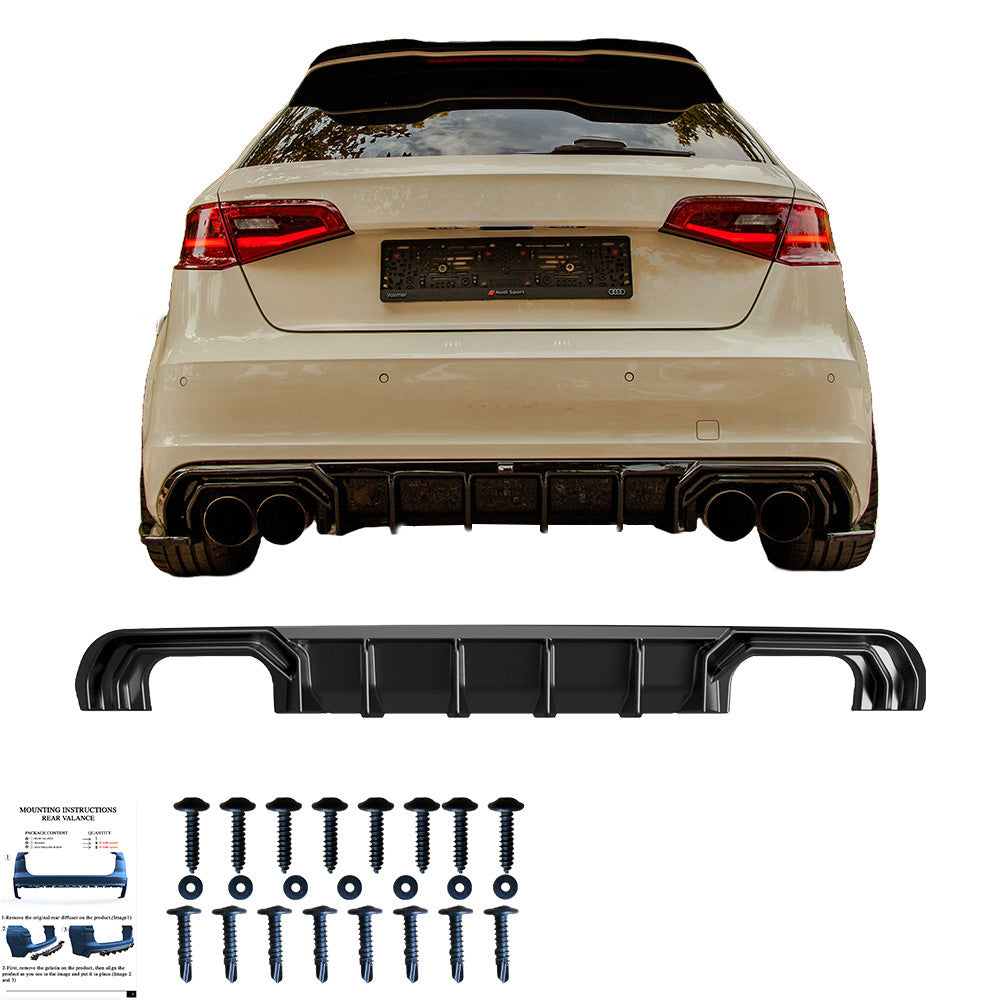 BK12.028 - Bodykit passend für AUDI S3 Sportback 8V 2013-2016 Hochglanz Schwarz