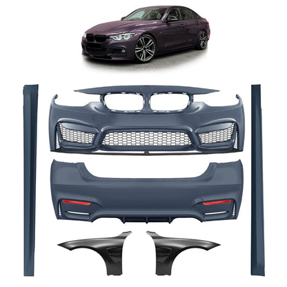 Bodykit Stoßstangen Set mit Kotflügeln & Spoiler passend für BMW 3 F30 Limousine 2012-2018