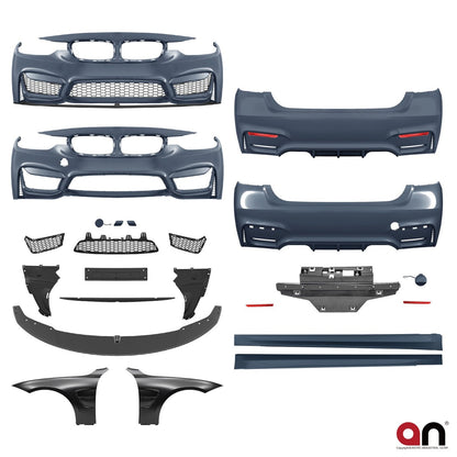 Bodykit Stoßstangen Set mit Kotflügeln & Spoiler passend für BMW 3 F30 Limousine 2012-2018
