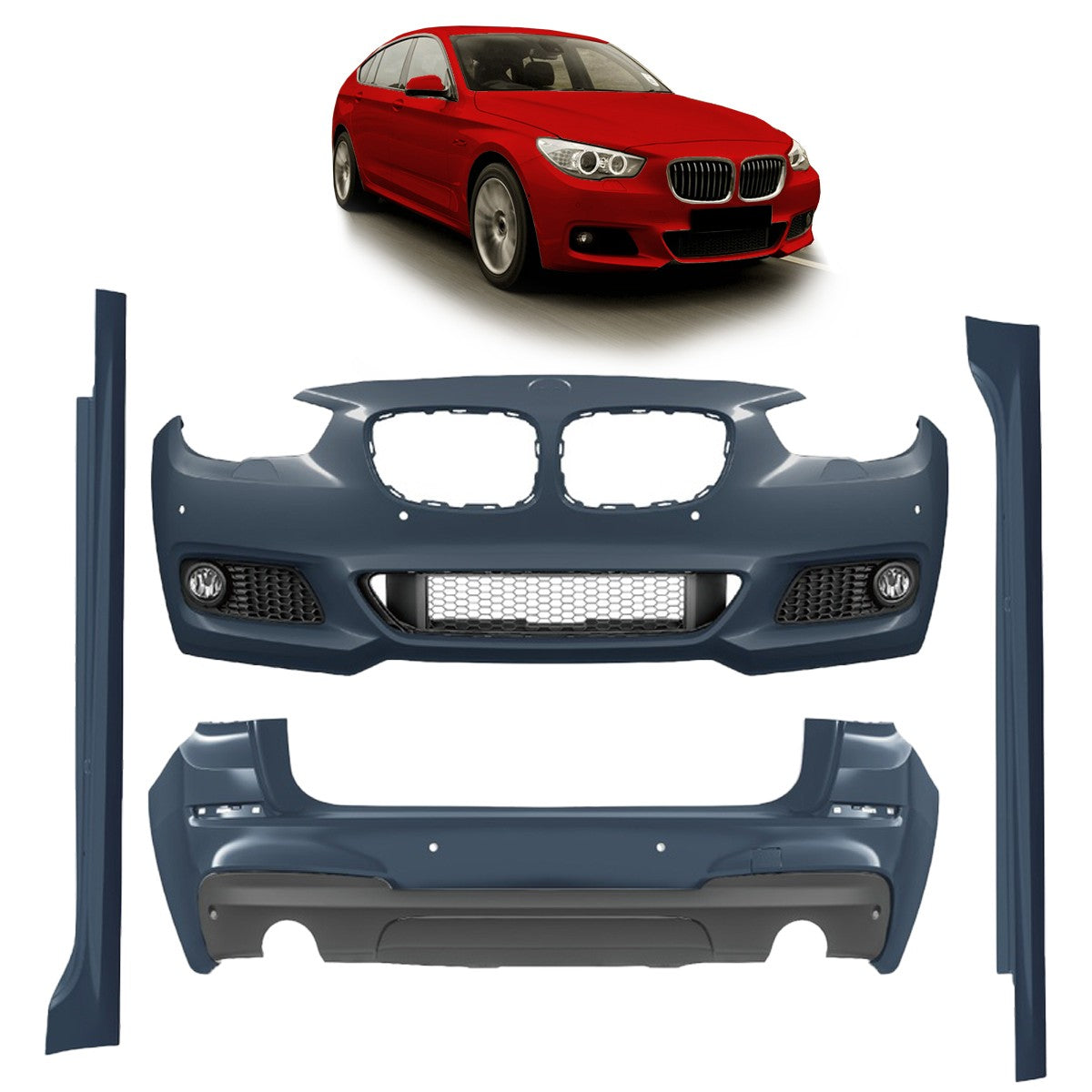 Sport Bodykit Stoßstangen Set mit Nebelscheinwerfern passend für BMW 5 (F07) GT 2009-2013