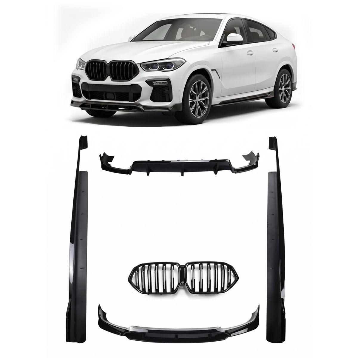 Hochglanz Schwarz Front Bodykit Stoßstangen-Set passend für BMW X6 (G06) 2019-2024