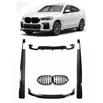 Hochglanz Schwarz Front Bodykit Stoßstangen-Set passend für BMW X6 (G06) 2019-2024