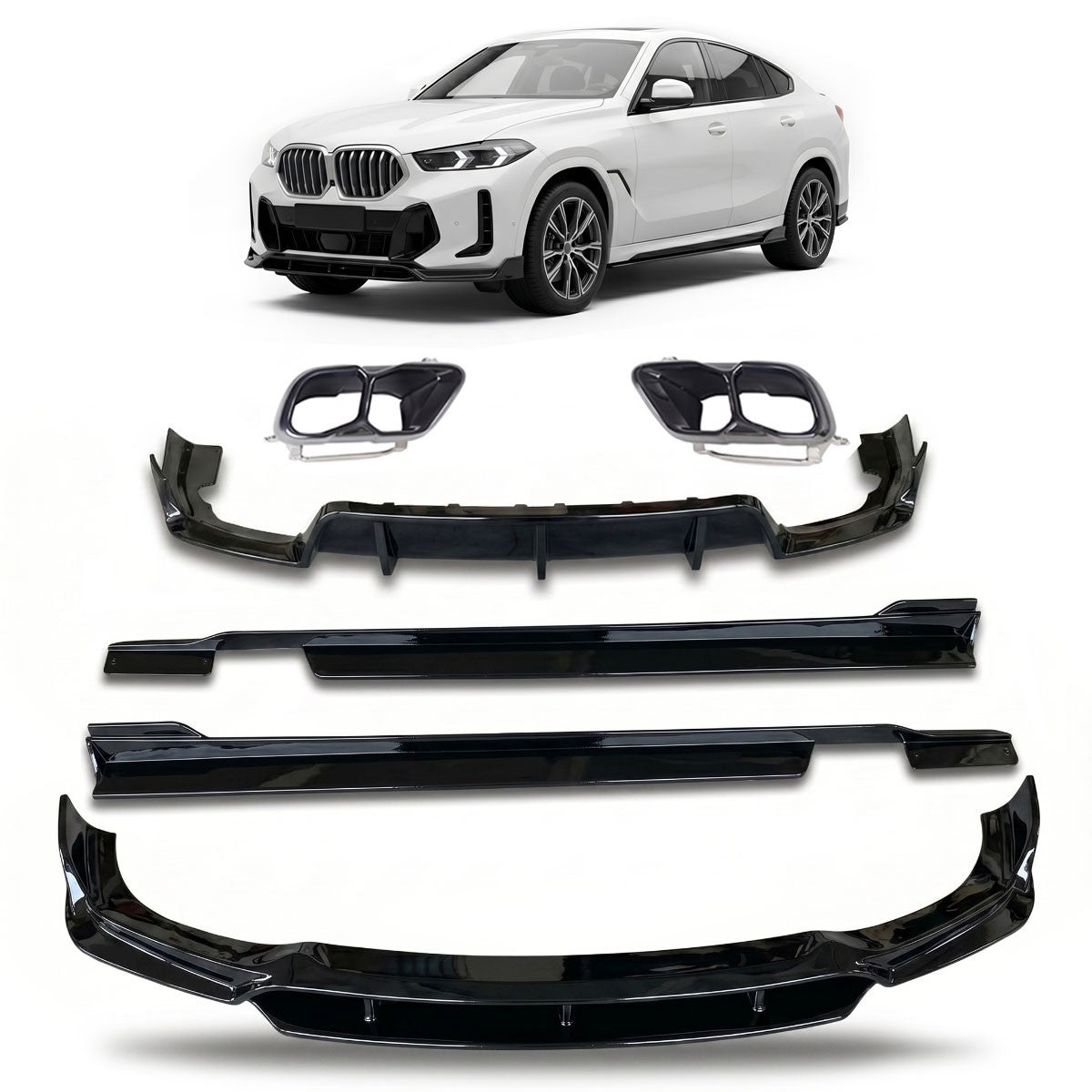 Aero Bodykit Hochglanz Schwarz passend für BMW X6 (G06) LCI 2023-