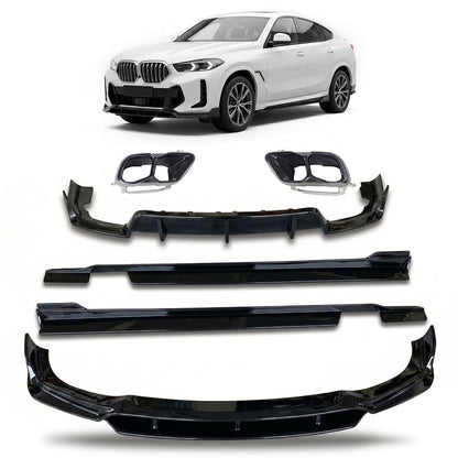 Aero Bodykit Hochglanz Schwarz passend für BMW X6 (G06) LCI 2023-