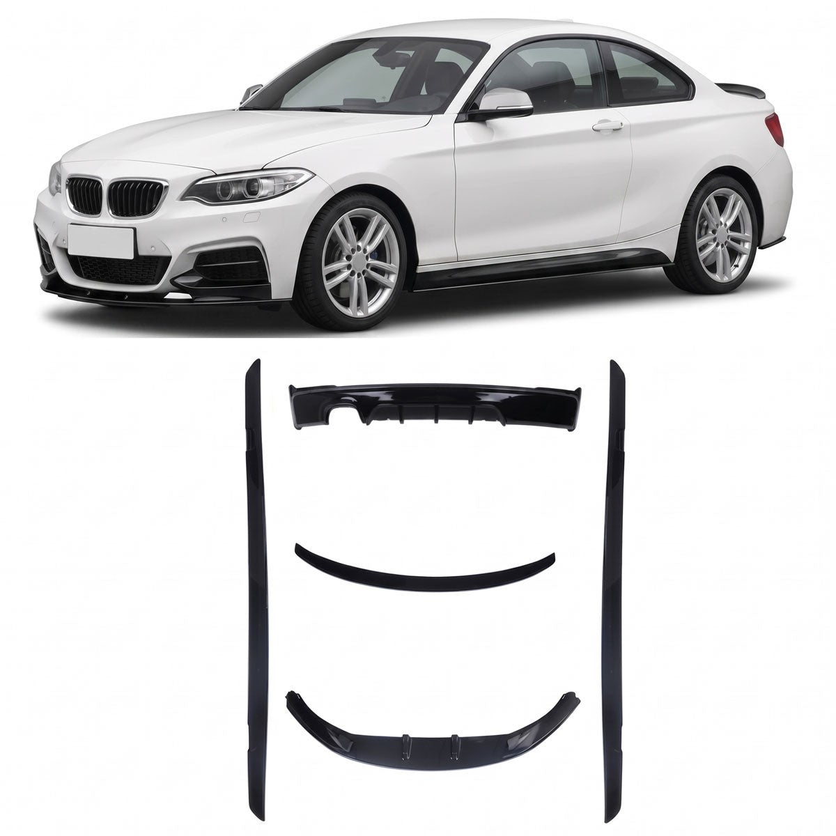Performance Hochglanz schwarzes Karosserie-Kit passend für BMW 2er F22 F23 2014-2019