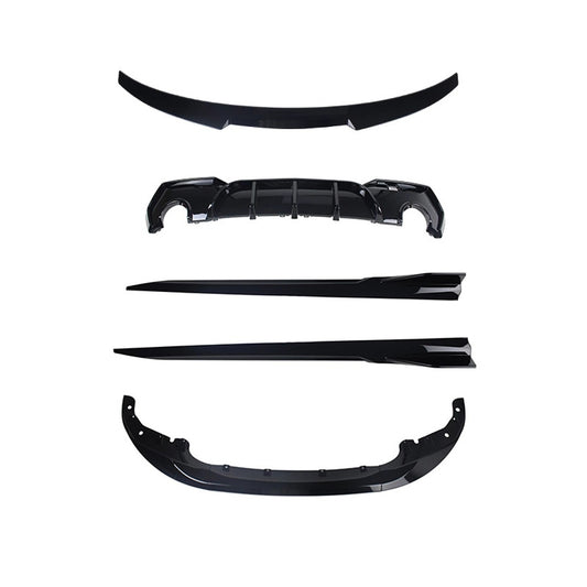 BK12.017-2 - Body Kit passend für BMW 1er F40 M-Pack / M135i 2019+ (Runder Einfachauspuff links) Hochglanz Schwarz