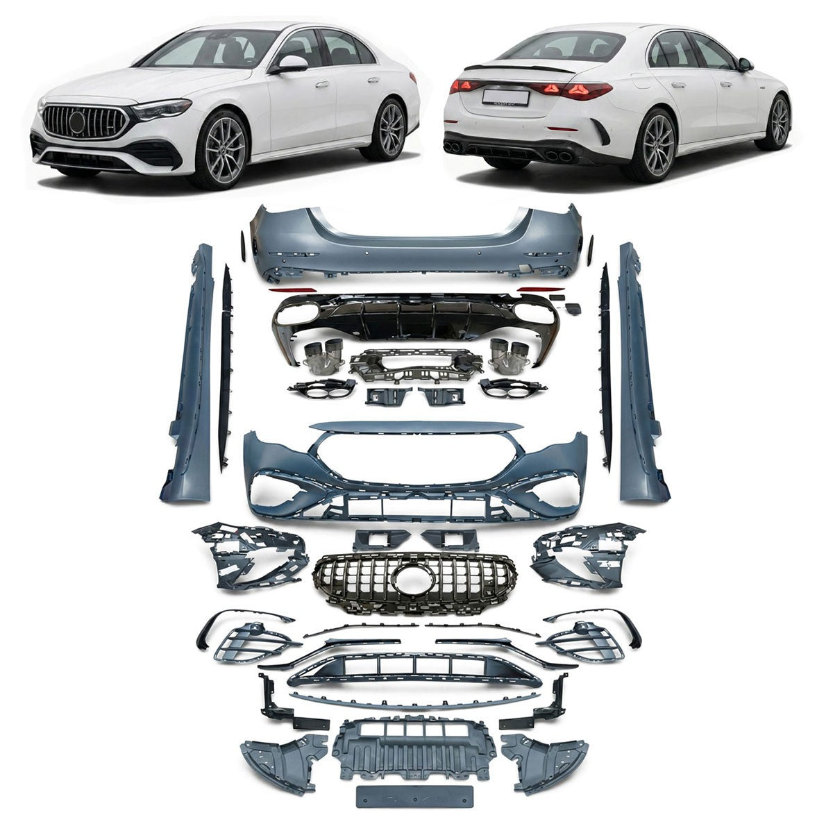 Bodykit mit Grill und Auspuffendrohren passend für Mercedes E-Klasse W214 2023-