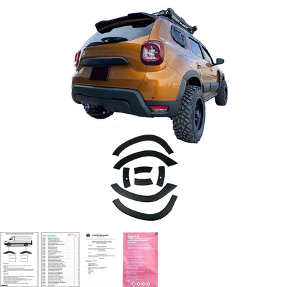 BK12.011 - Body Kit passend für Dacia Duster Serie 2 2018+ Parkassist (ohne Duster-Markierung) Matt Schwarz