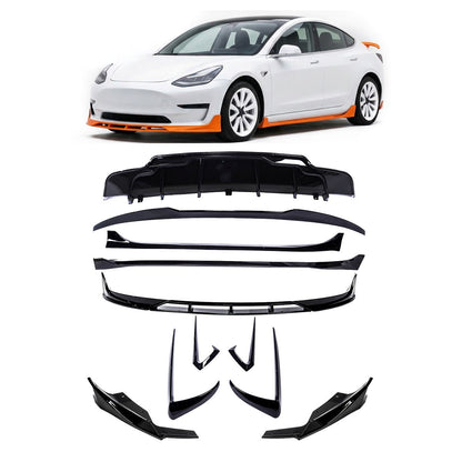Bodykit Stoßstangen-Set Hochglanz Schwarz passend für Tesla Model 3 2018-2023