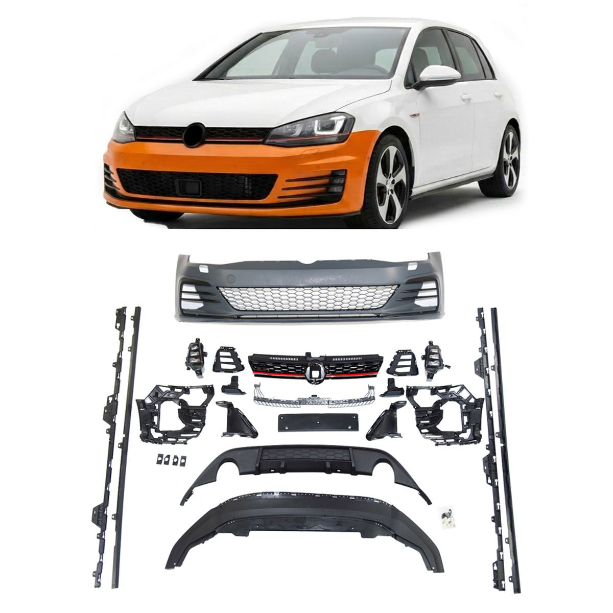 Karosseriekit Stoßstangen Set mit LED Nebelscheinwerfern passend für VW Golf 7 2013-2017
