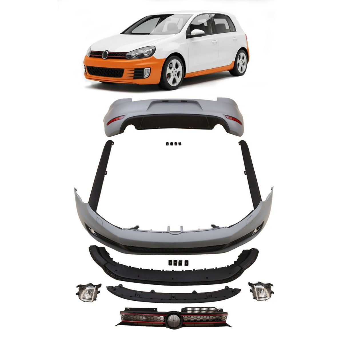 Bodykit Stoßstangen Set mit Nebelscheinwerfern passend für VW Golf 6 2008-2012