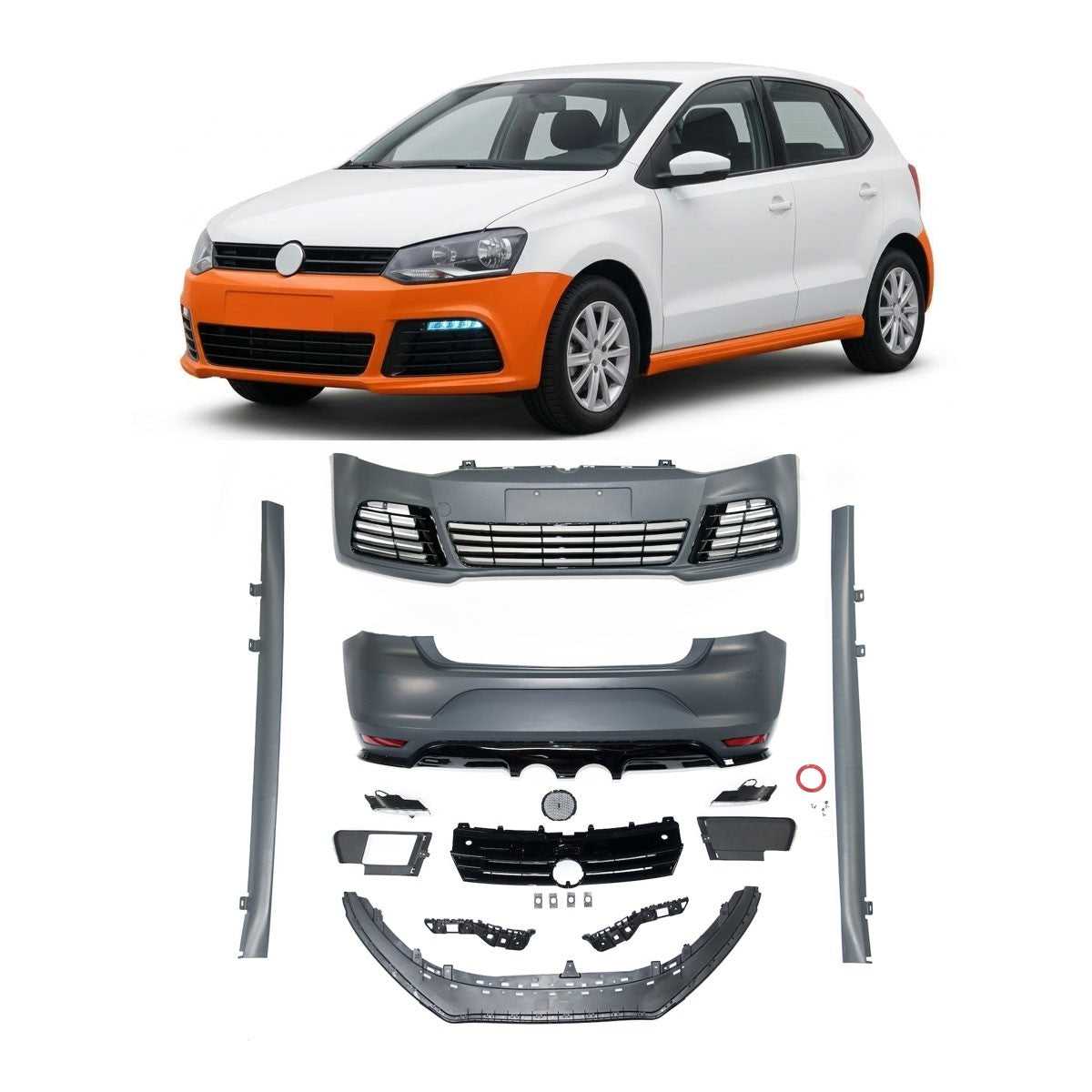 Bodykit Stoßstangen Set mit LED Tagfahrlicht passend für VW Polo V (6R, 6C) 2009-2017
