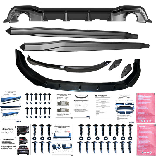 BK12.026 - Bodykit passend für VW Golf MK8 GTI / GTE / R-Line 2020-2024 Hochglanz Schwarz