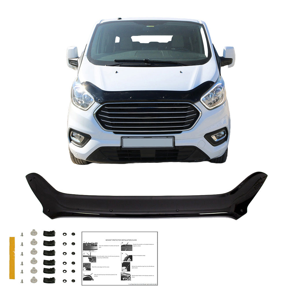 BP04.011 - Motorhaubenschutz passend für FORD Transit Custom MK1 Facelift 2018+ Hochglanz Schwarz