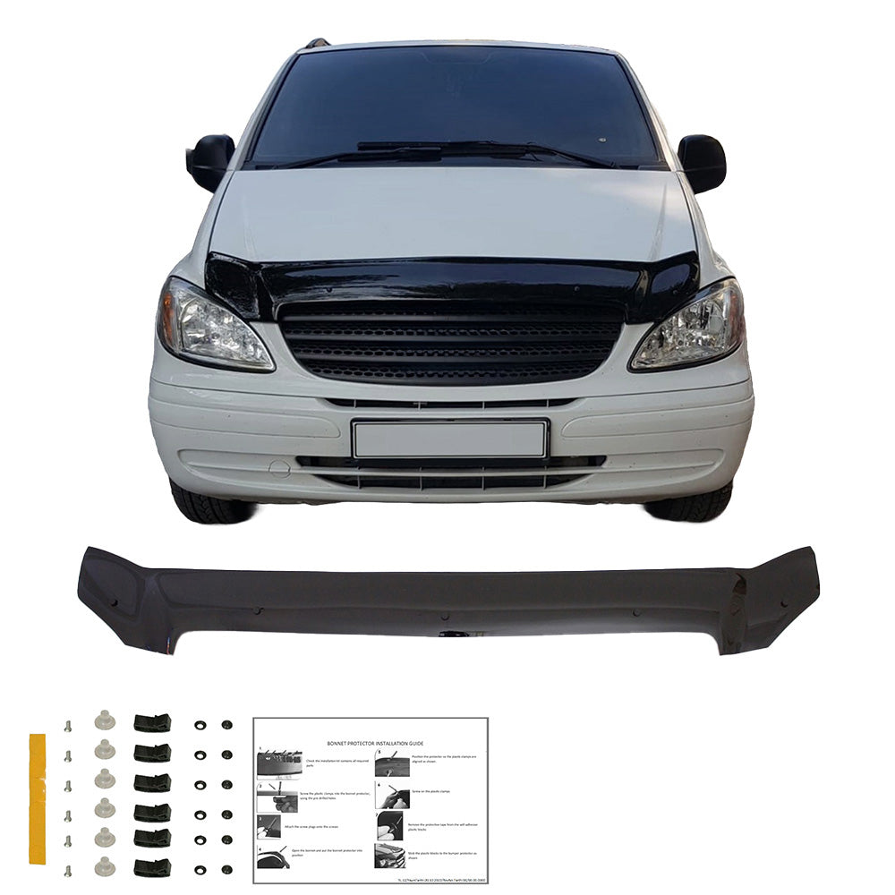Motorhaubenschutz passend für MERCEDES Vito W639 2003-2014 Hochglanz Schwarz