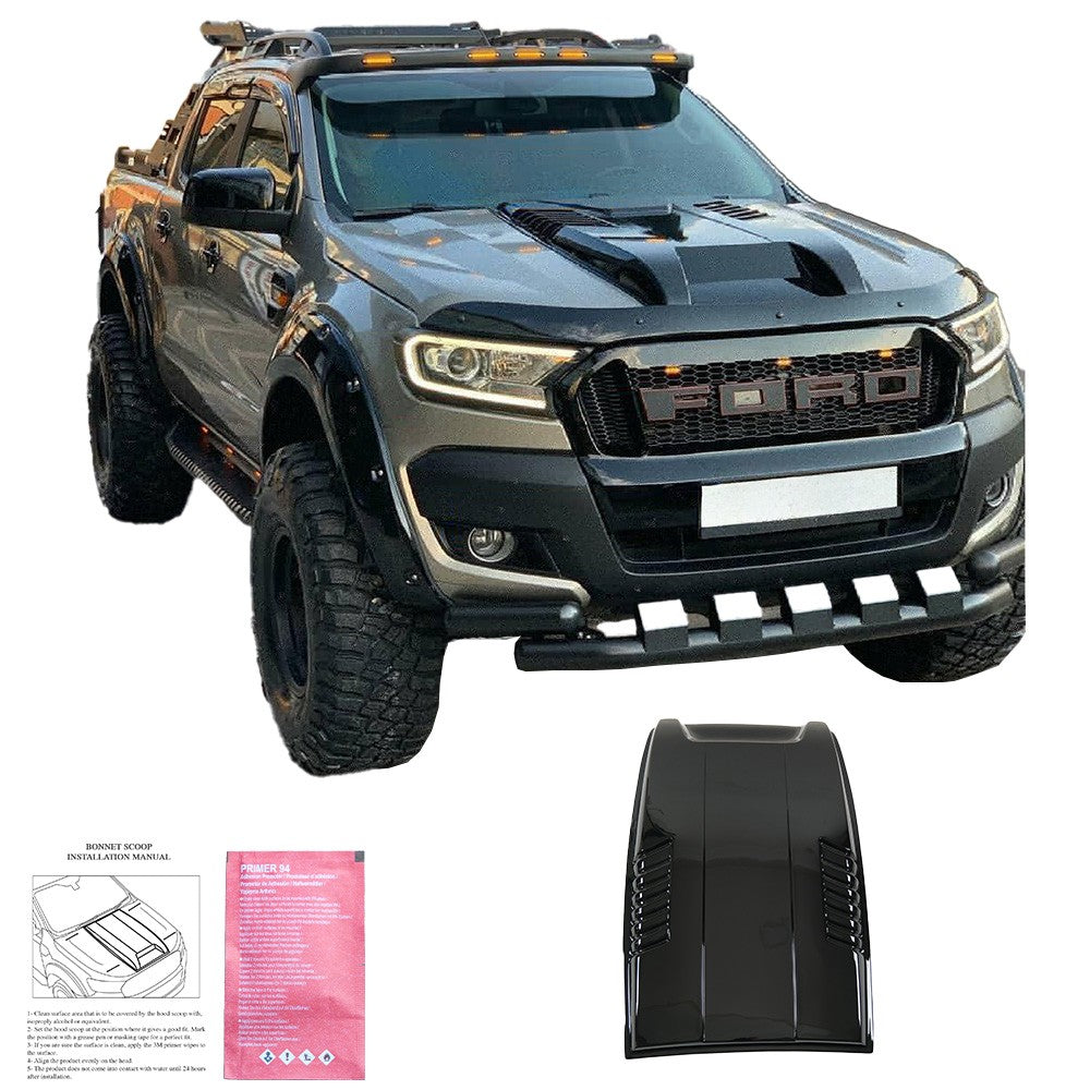 Haubenlufteinlass passend für FORD Ranger T7-T8 2015-2022 Hochglanz Schwarz