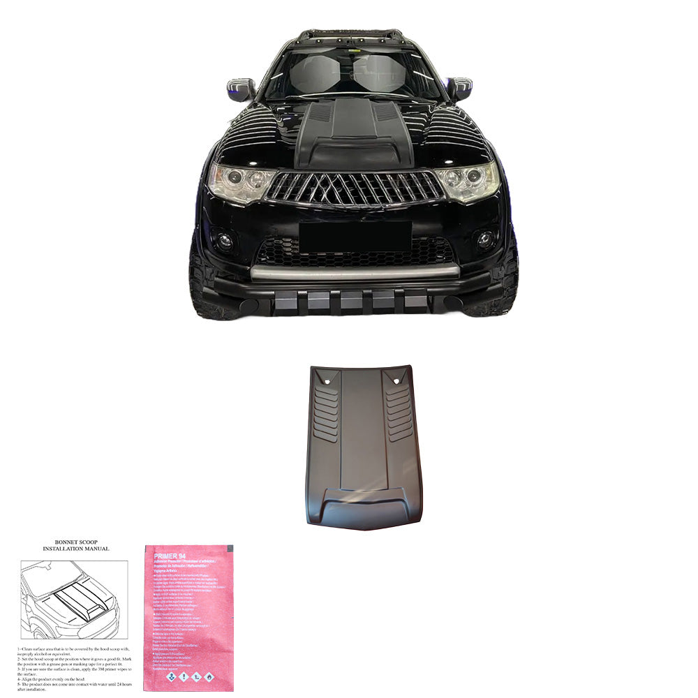 Motorhaubenscoop passend für MITSUBISHI L200 Triton Serie 4 2007-2014 Matt Schwarz