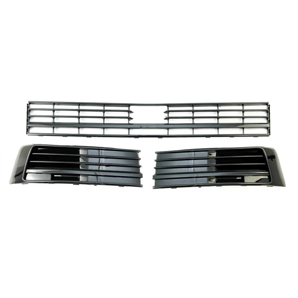 Frontstoßstangen Gitter Set Hochglanz Schwarz passend für VW Transporter T6 2015-2020
