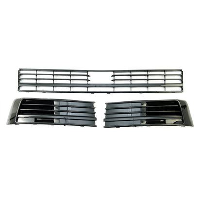 Frontstoßstangen Gitter Set Hochglanz Schwarz passend für VW Transporter T6 2015-2020