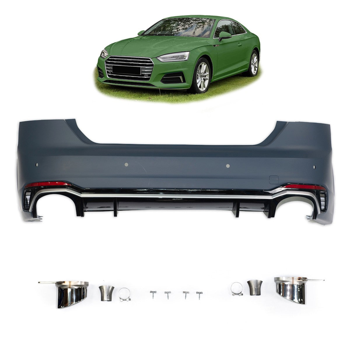 Heckstoßstange mit PDC & Diffusor passend für Audi A5 F5 2016-2020
