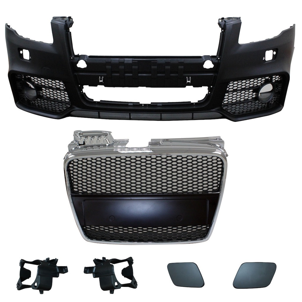 Sport Stoßstange Kühlergrill RS4-Stil Schwarz für AUDI A4 B7 Limousine Avant 2005-2008