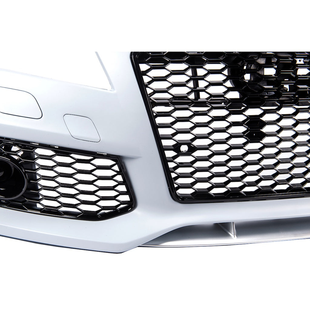 Sport Stoßstange Vorne mit Grill Schwarz für AUDI A7 4G Sportback Pre-Facelift 2010-2014 RS7 Stil