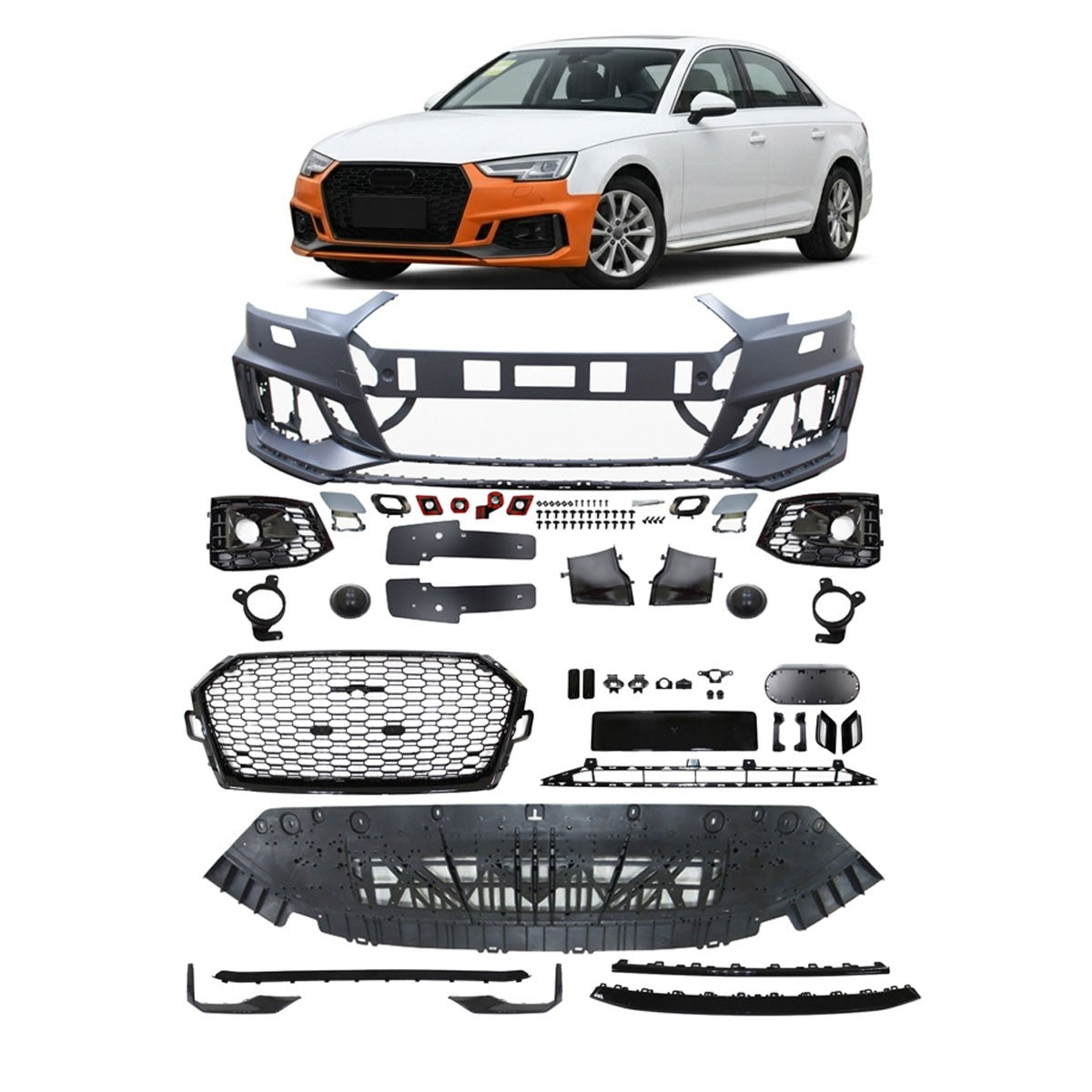 Frontstoßstange mit Kühlergrill PDC SRA passend für Audi A4 B9 2015-2019