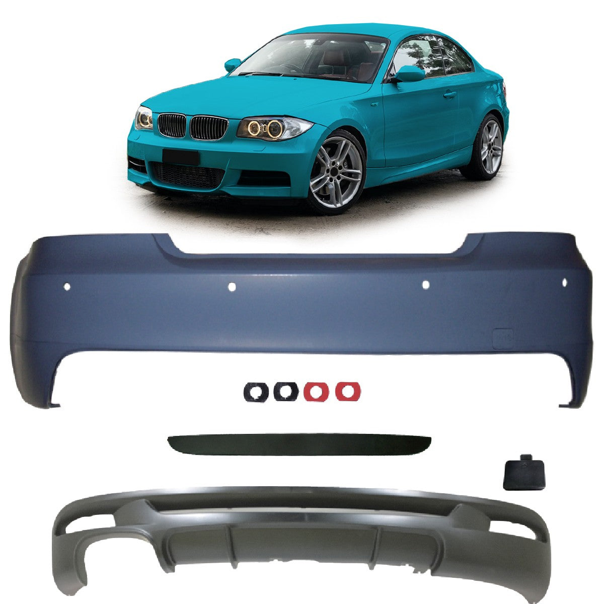 Heckstoßstange mit PDC-Diffusor passend für BMW 1er E82 E88 2007-2013