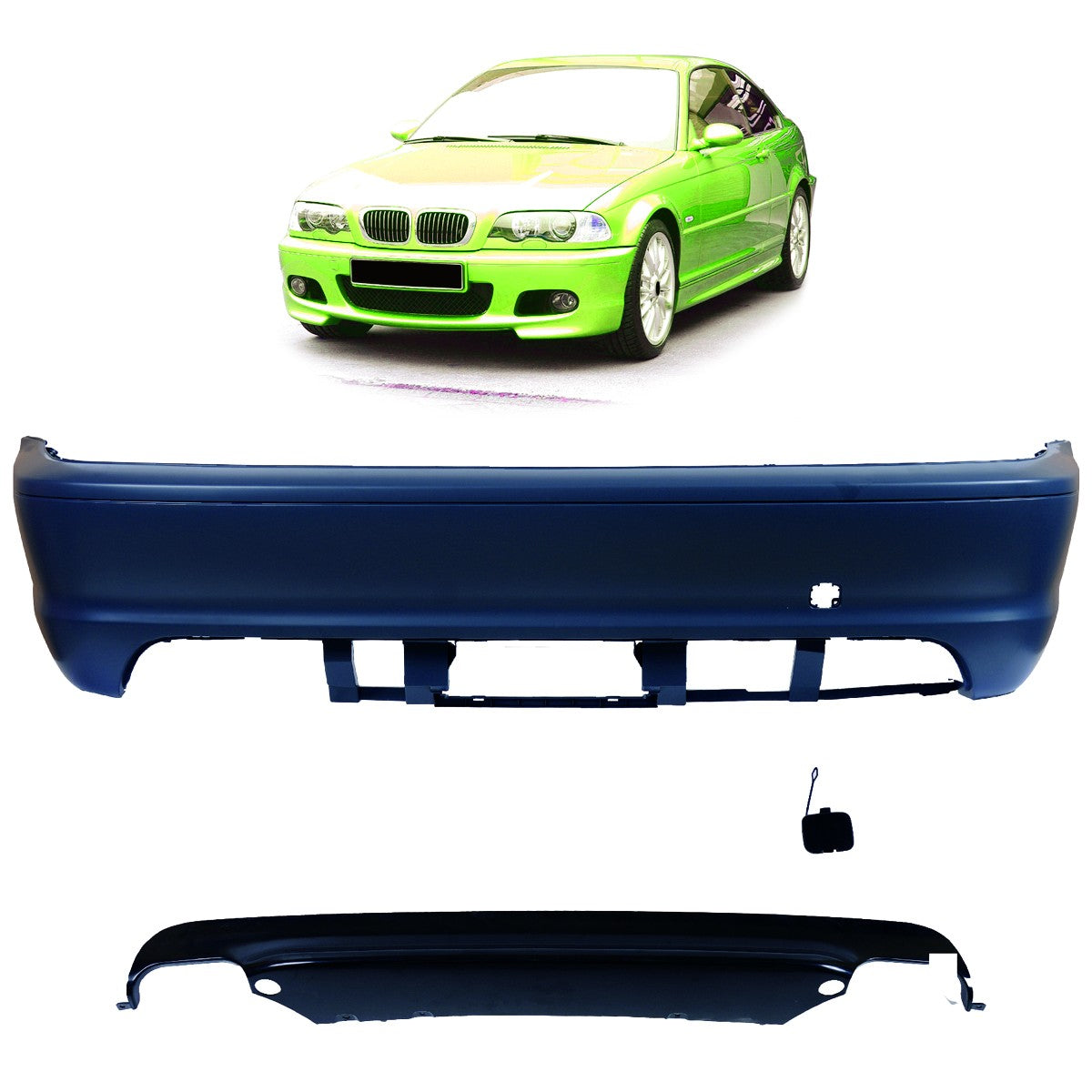 Sport Heckstoßstange mit Diffusor passend für BMW 3er E46 Coupé/Convertible 1999-2006