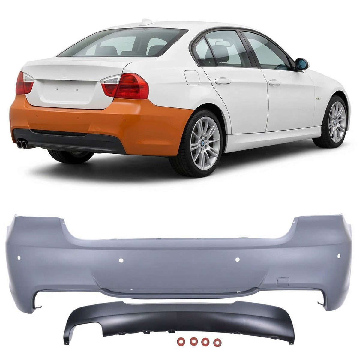 Heckstoßstange PDC mit Diffusor passend für BMW 3 E90 Limousine 2005-2011