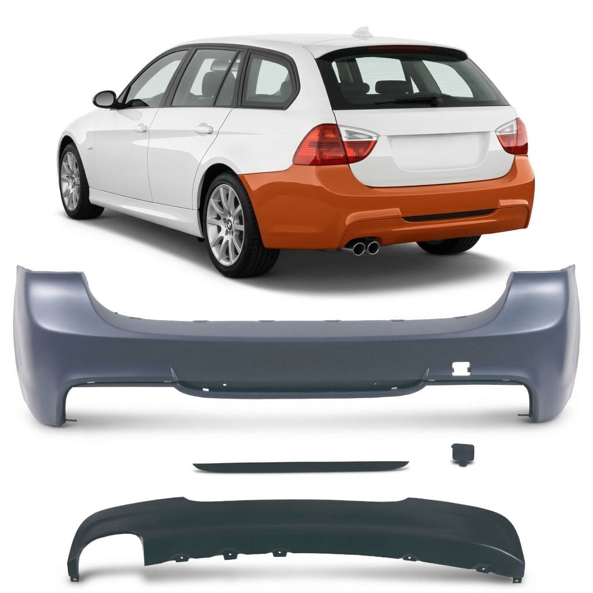 Heckstoßstange mit Diffusor passend für BMW 3er E91 Touring 2005-2011