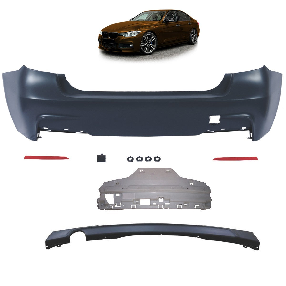 Sportheckstoßstange mit Diffusor passend für BMW 3er (F30) Limousine 2011-2018
