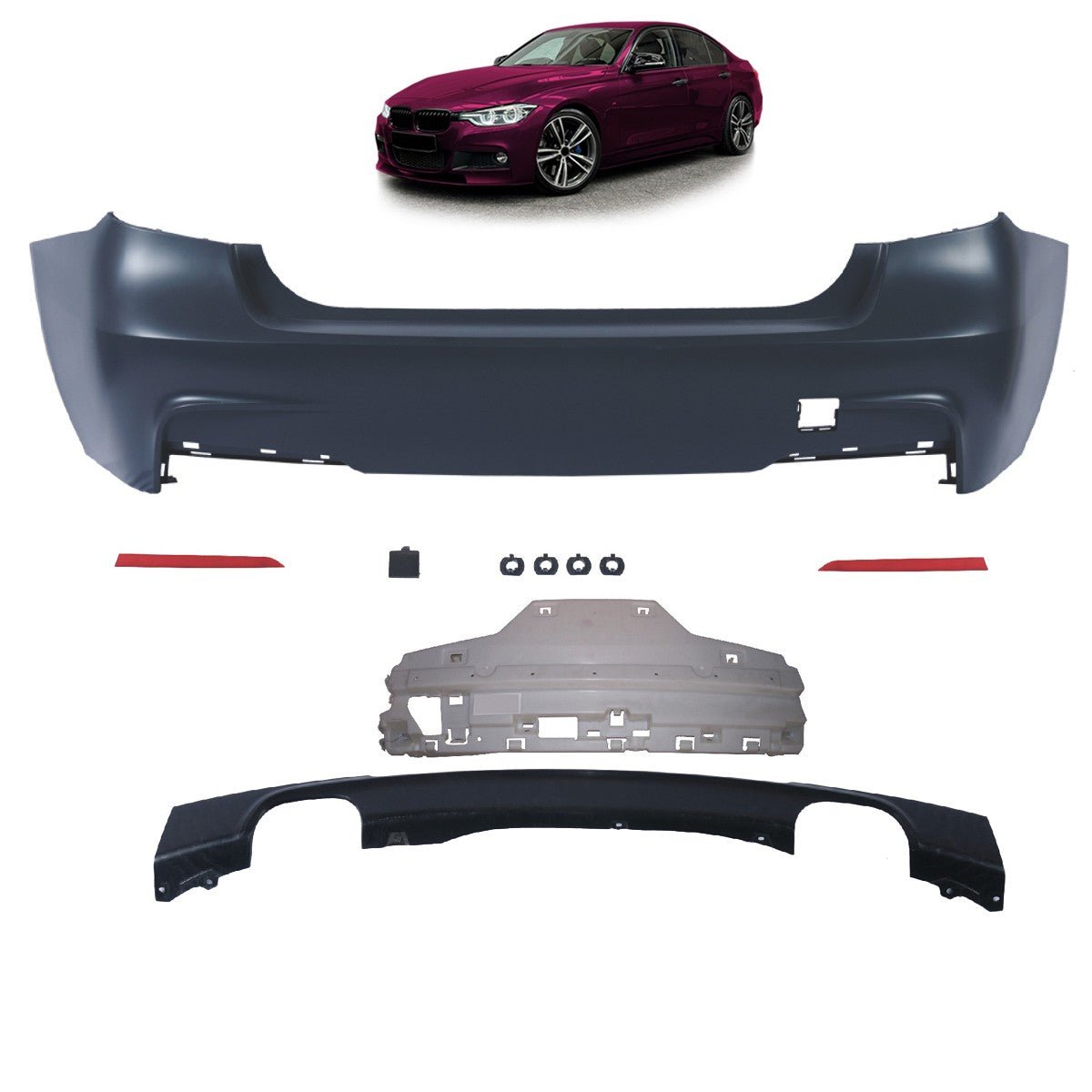 Sportheckstoßstange mit Diffusor passend für BMW 3er (F30) Limousine 2011-2018