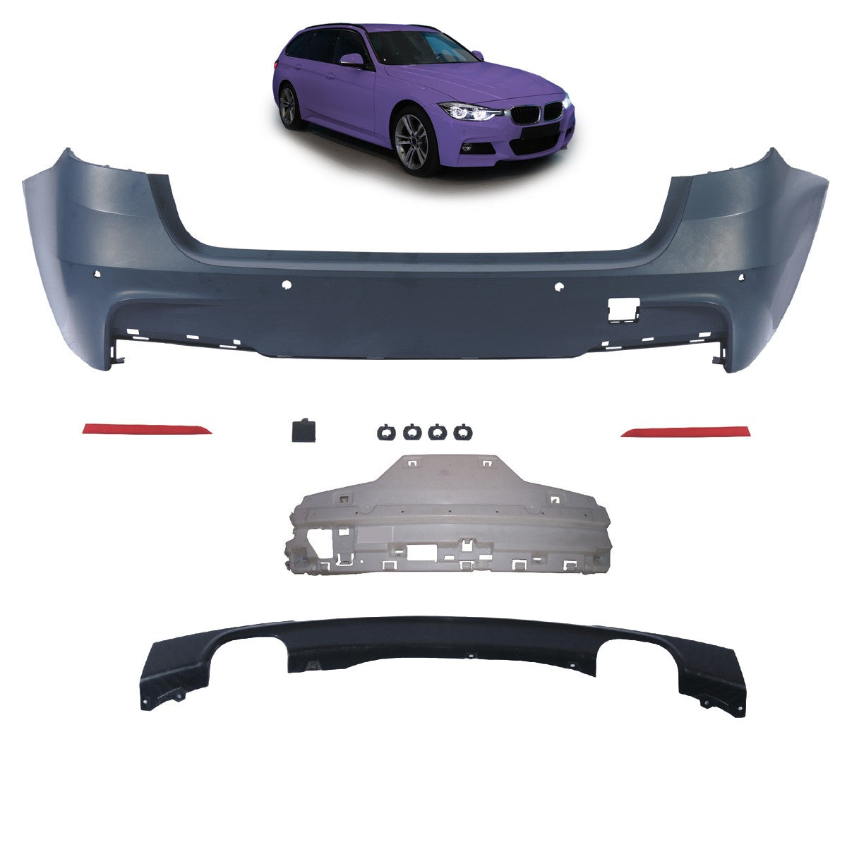 Heckstoßstange mit Diffusor (-OO--OO-) passend für BMW 3er F31 2011-2018