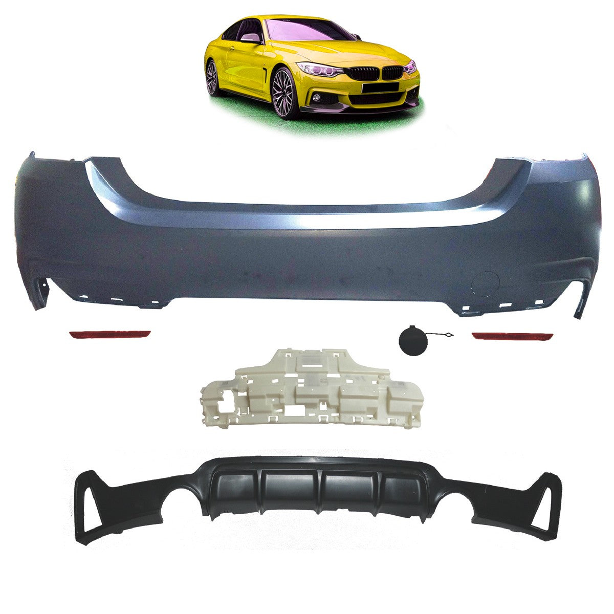 Sport-Heckstoßstange mit Diffusor passend für BMW 4er F32 F33 2013-2020