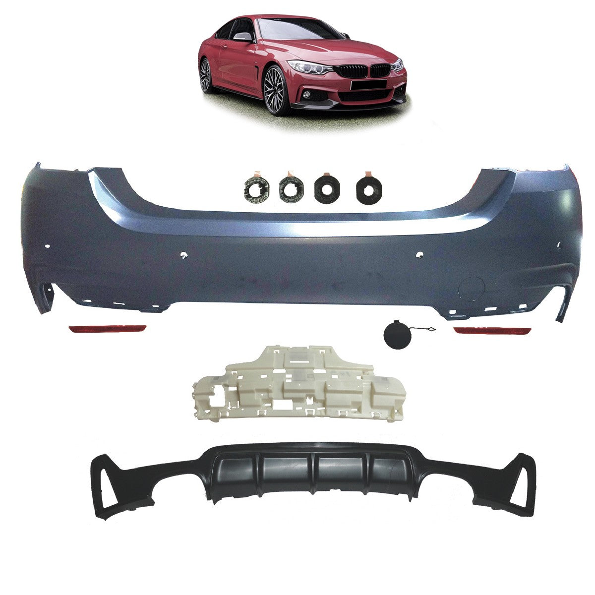 Sport-Heckstoßstange mit Diffusor passend für BMW 4er F32 F33 2013-2020