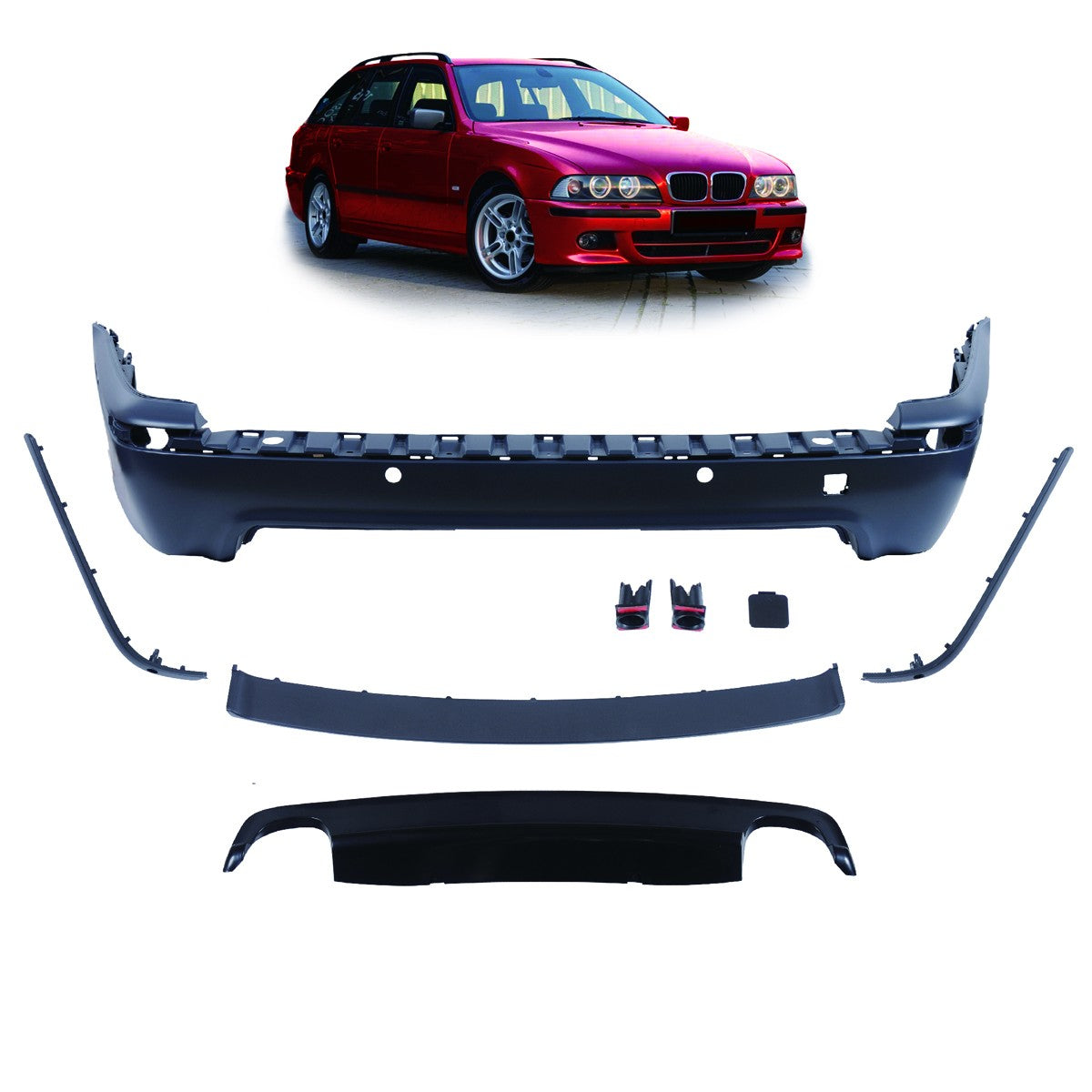 Sport-Heckstoßstange mit Diffusor passend für BMW 5er E39 Touring 1995-2003