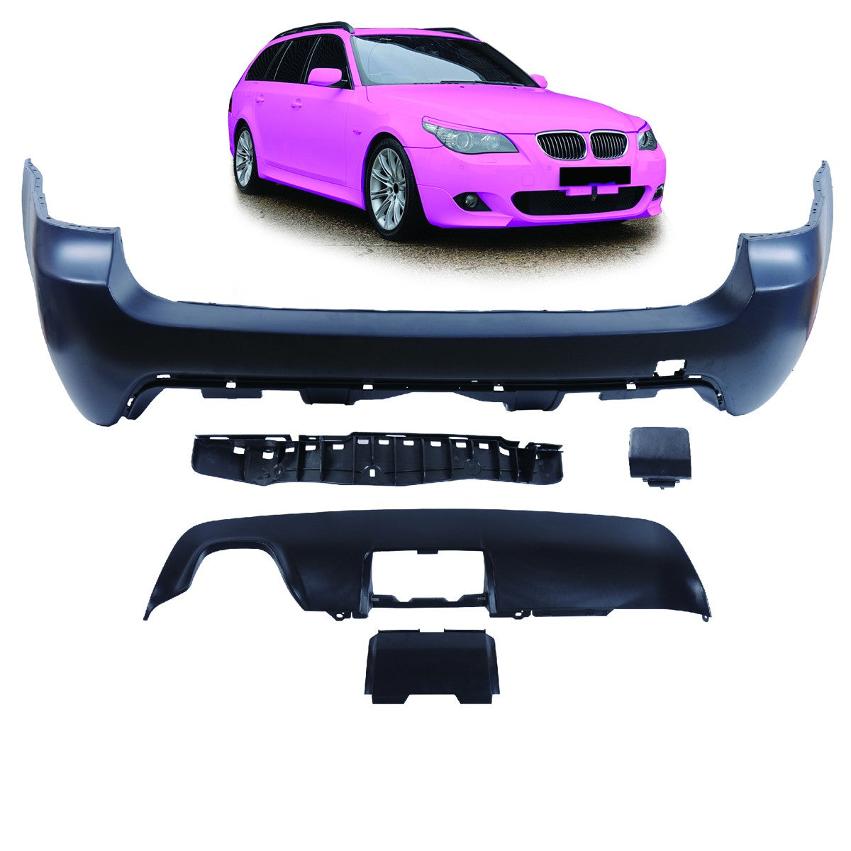 Sport-Heckstoßstange mit Diffusor passend für BMW 5er E61 Touring 2003-2010