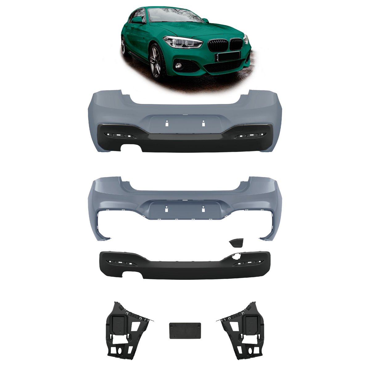 Heckstoßstange mit Diffusor passend für BMW 1er F20 F21 2015-2019