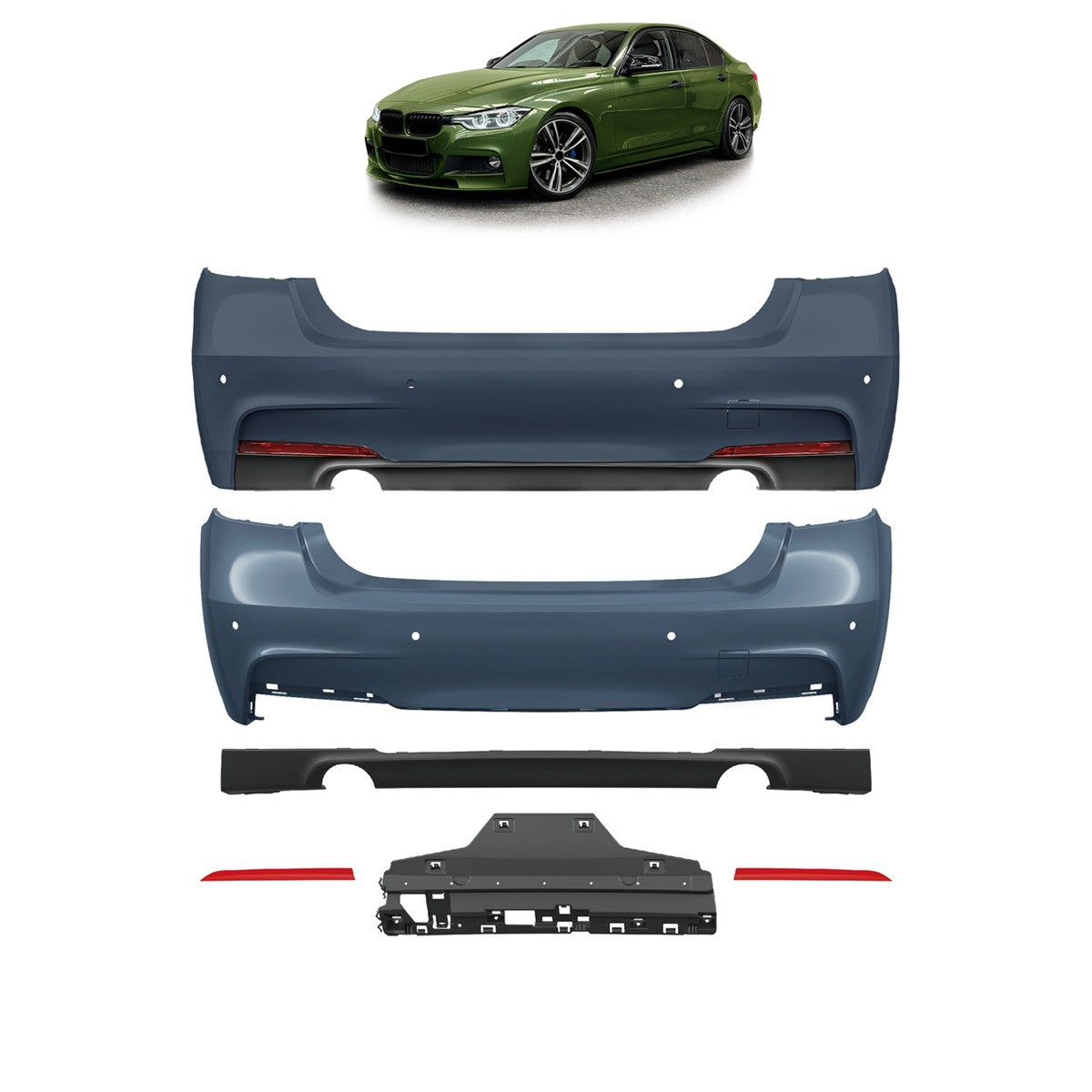 Heckstoßstange mit PDC passend für BMW 3er F30 Limousine 2011-2018