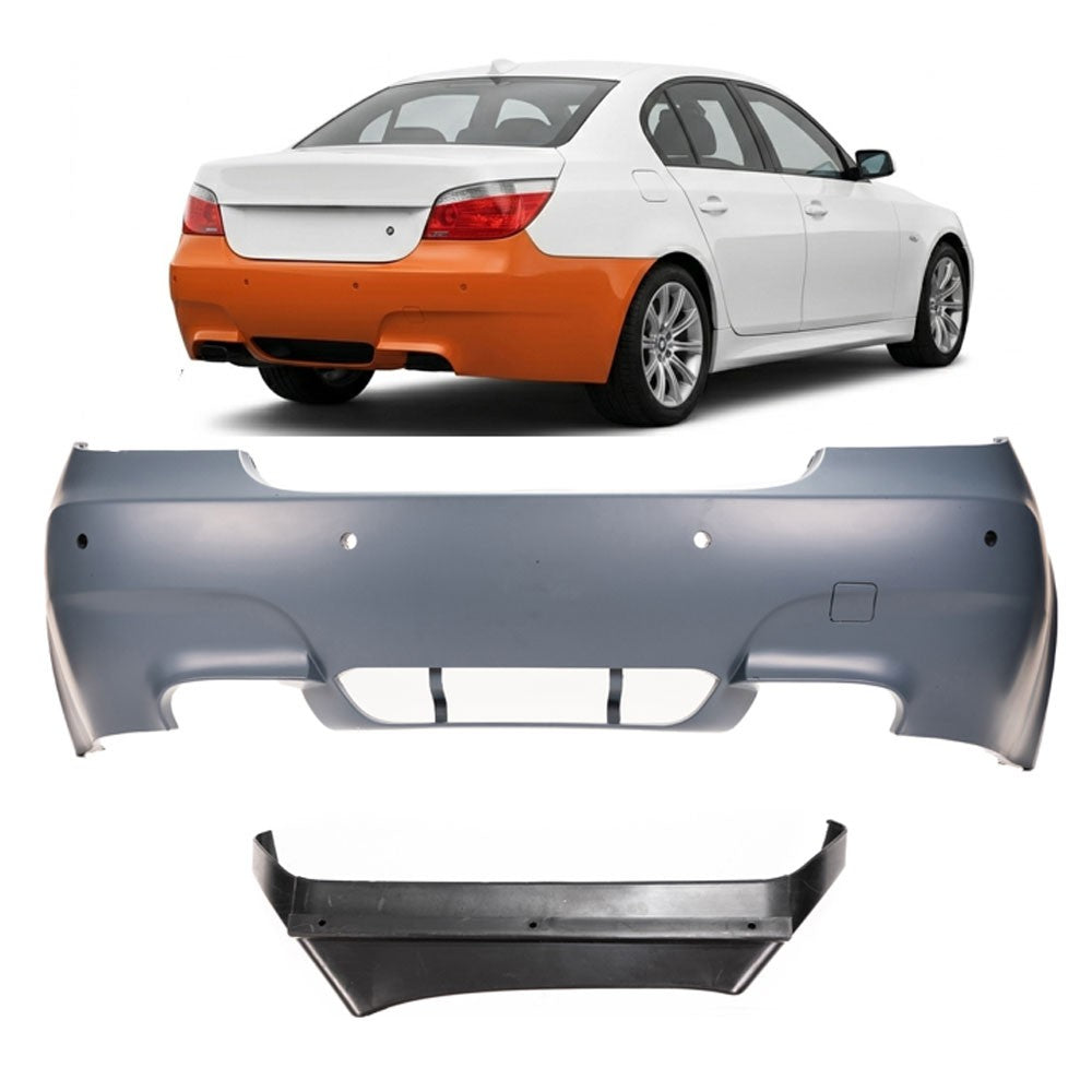 Heckstoßstange mit 24mm PDC Halterungen passend für BMW 5er E60 Limousine 2003-2007