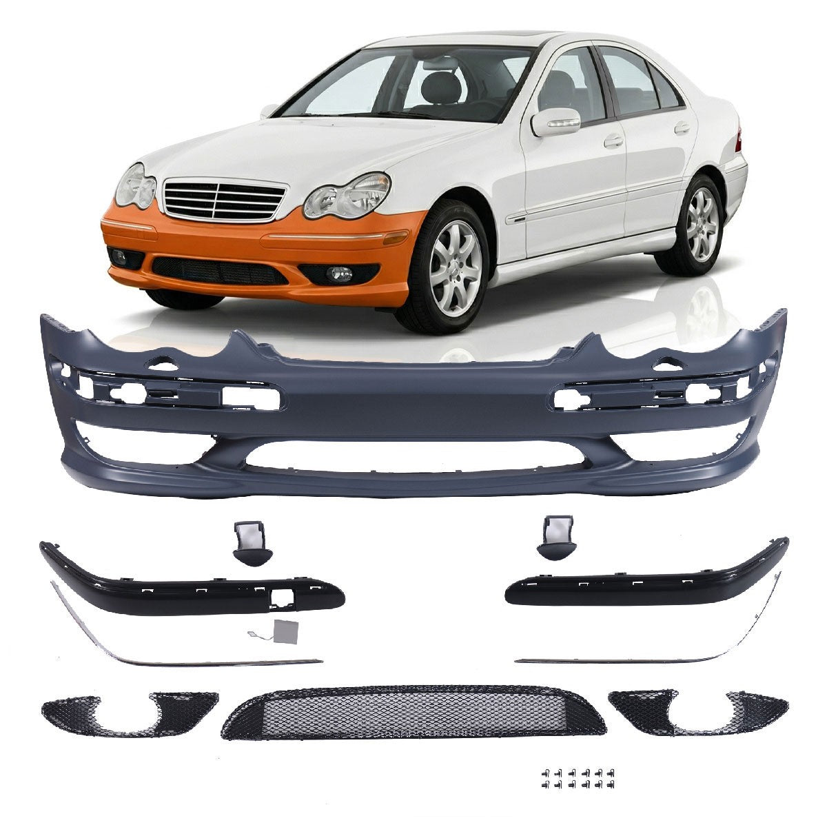 Frontstoßstange mit SRA passend für Mercedes C-Klasse W203 2000-2007